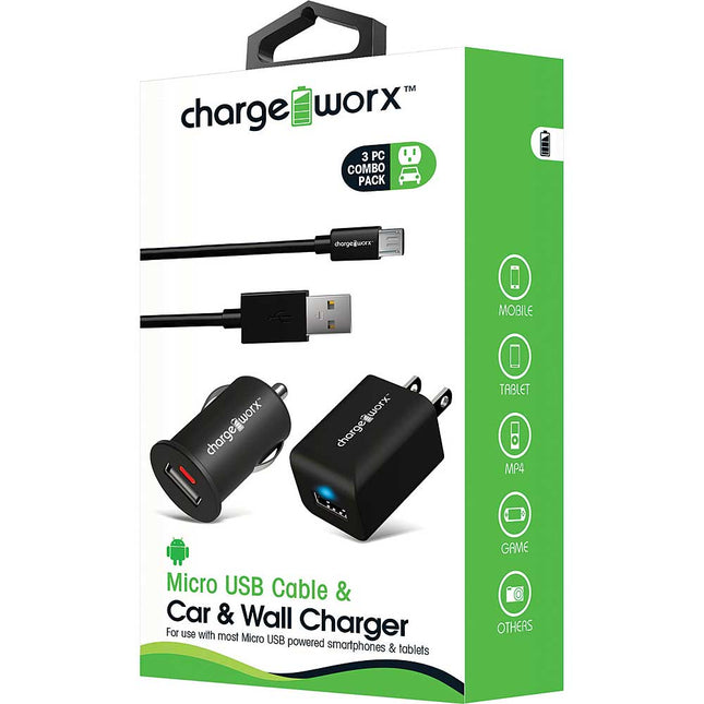 Micro USB Sync Cable, USB Car & Wall Chargers, Black