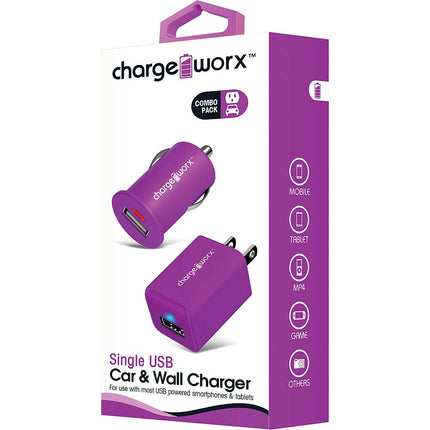 Single USB Car & Wall Charger, Violet