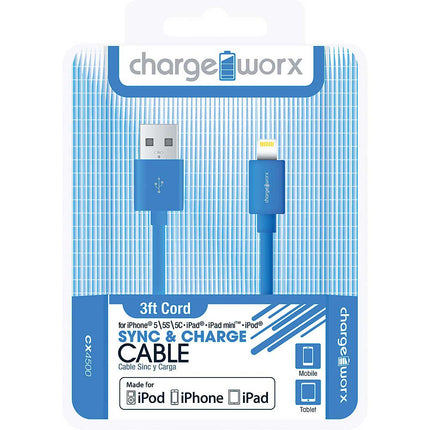 CX4500BL 3ft Lightning Sync & Charge Cable, Blue