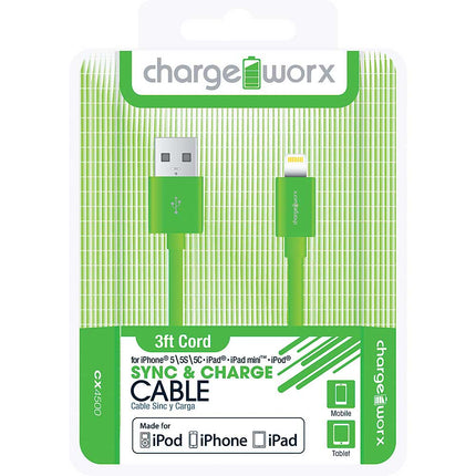 CX4500GN 3ft Lightning Sync & Charge Cable, Green