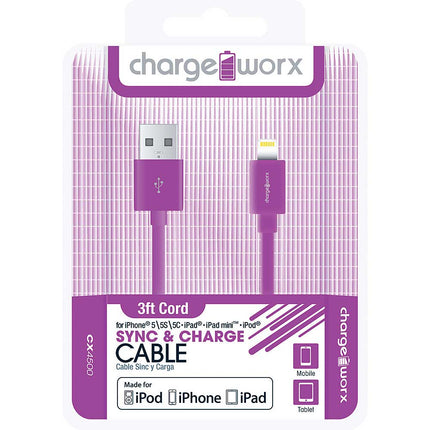 CX4500VT 3ft Lightning Sync & Charge Cable, Purple