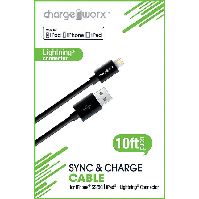 CX4501BK 10ft Lightning Sync & Charge Cable, Black