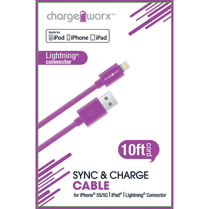 CX4501VT 10ft Lightning Sync & Charge Cable, Purple