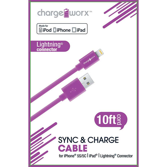 CX4501VT 10ft Lightning Sync & Charge Cable, Purple