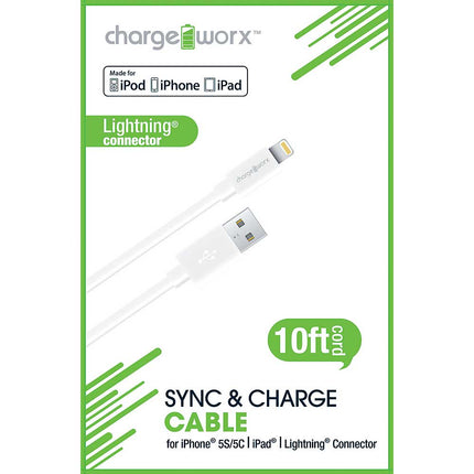 CX4501WH 10ft Lightning Sync & Charge Cable, White