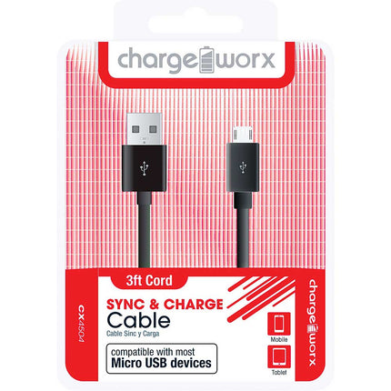 CX4504BK 3ft Micro-USB Sync & Charge Cable, Black