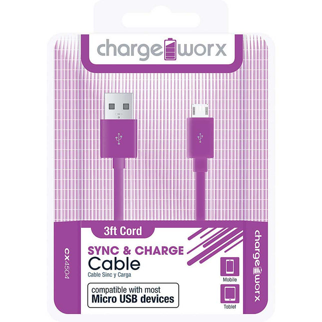 CX4504VT 3ft Micro-USB Sync & Charge Cable, Purple
