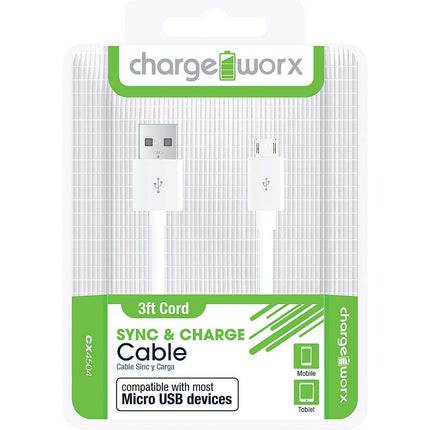 CX4504WH 3ft Micro-USB Sync & Charge Cable, White