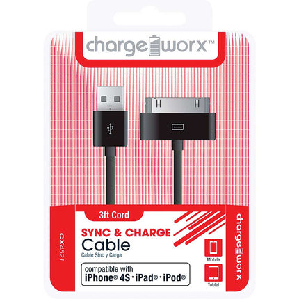 CX4521BK 3ft 30-Pin Sync & Charge Cable, Black
