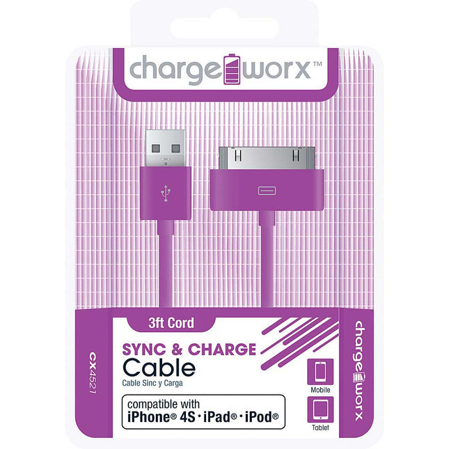 CX4521VT 3ft 30-Pin Sync & Charge Cable, Purple