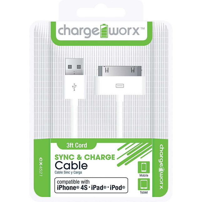 CX4521WH 3ft 30-Pin Sync & Charge Cable, White