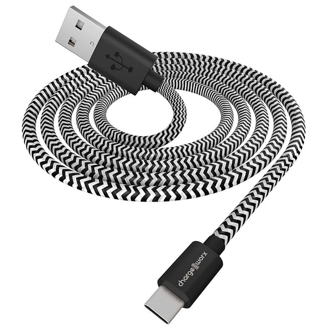 6ft USB-C to USB-A Braided Sync & Charge Cable, Black