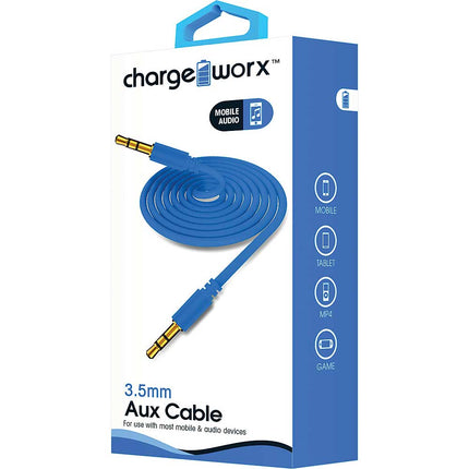 3ft Aux Audio Cable, Blue