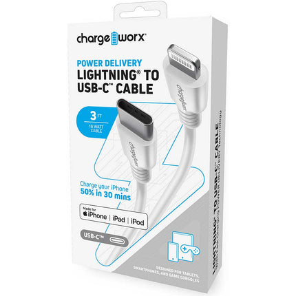 Power Delivery Lightning to UCB-C 3ft Cable, White