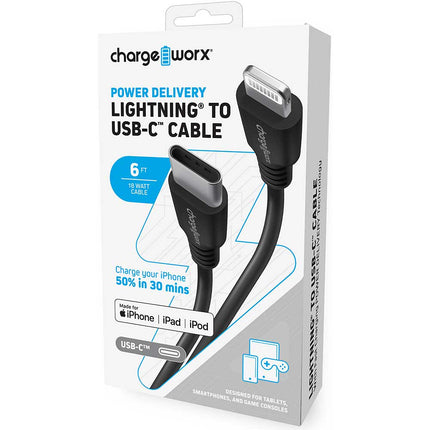 Power Delivery Lightning to UCB-C 6ft Cable, Black