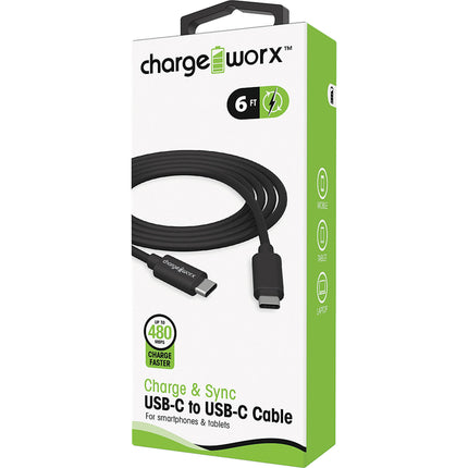 6ft USB-C to USB-C Sync & Charge Cable, Black