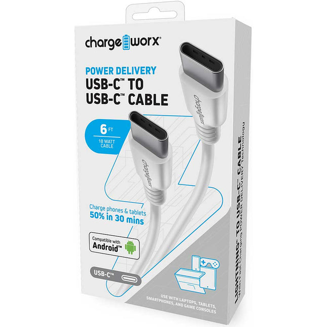 6 FT USB-C to USB-C Cable with Fast Charging POWER DELIVERY Technology, White