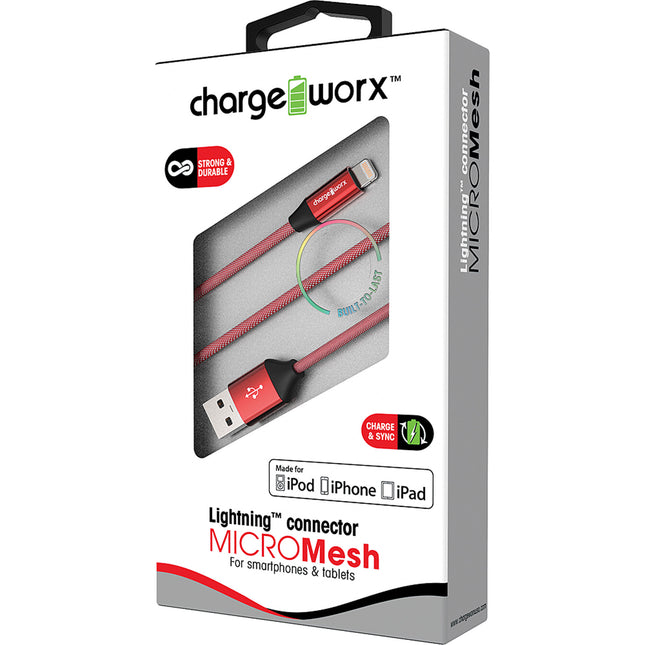 3ft Lightning MICROMesh Cable, Red