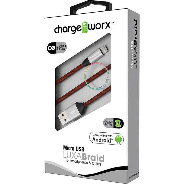 3ft Micro USB Sync & Charge LUXABraid Cable, Brown