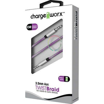 "TWIST" Braid Aux Audio Cable, Violet