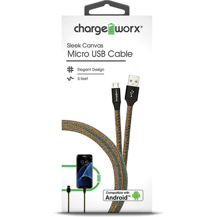 3ft Sleek Canvas Micro USB Cable, Green