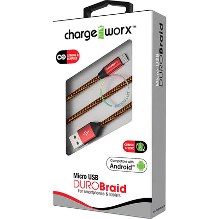 3ft Micro USB Sync & Charge Gold in-lay Cable, Red