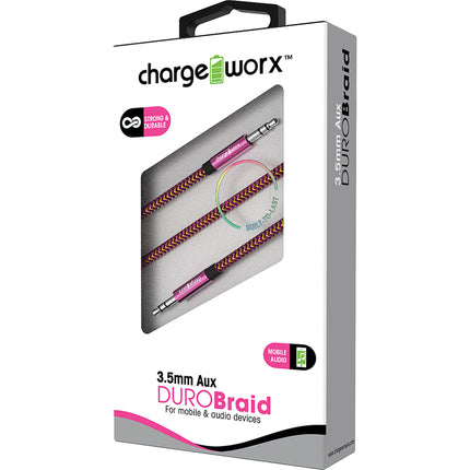 "DURO" Braid Aux Audio Cable, Pink