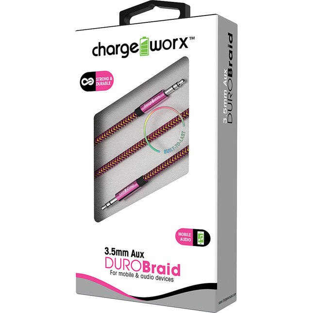 "DURO" Braid Aux Audio Cable, Pink