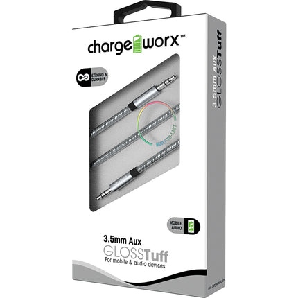 "GLOSS" Tuff Aux Audio Cable, Silver