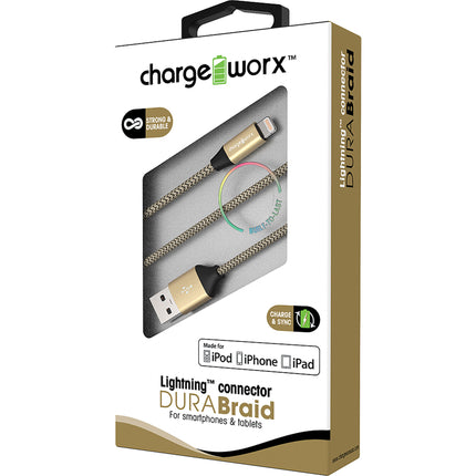 3ft Lightning DURA-BRAID  Cable, Gold