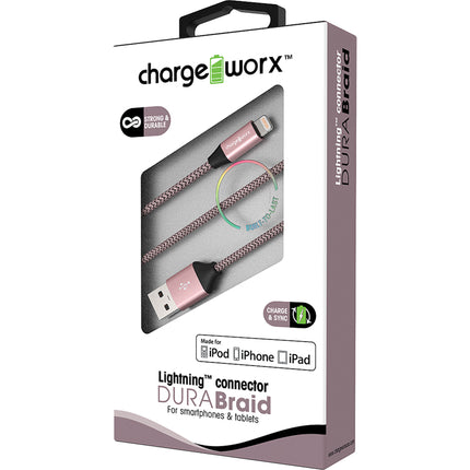 3ft Lightning DURA-BRAID  Cable, Rose Gold