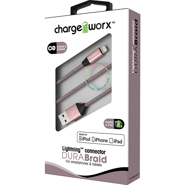 3ft Lightning DURA-BRAID  Cable, Rose Gold