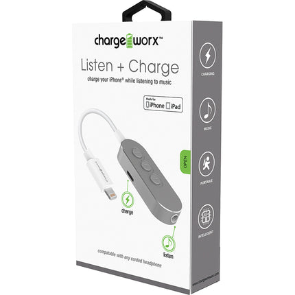 Lightning Aux Adaptor Charging Cable, Silver