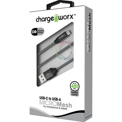 3ft USB-C to USB-A "MICROMesh" Cable, Black