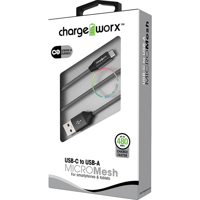 3ft USB-C to USB-A "MICROMesh" Cable, Black