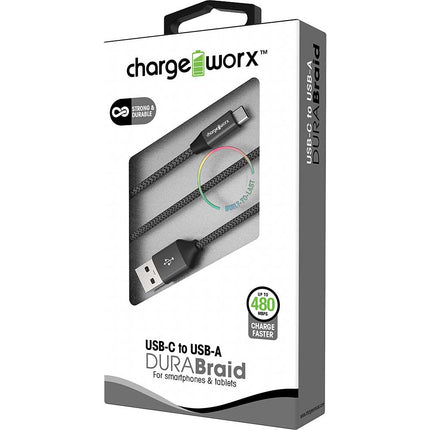 3ft USB-C to USB-A DURABraid Cable, Black
