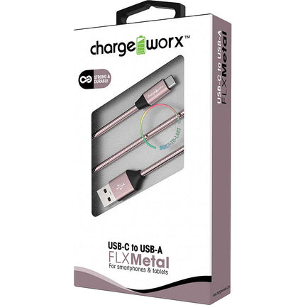 3ft USB-C to USB-A FLXMetal Cable, Rose Gold