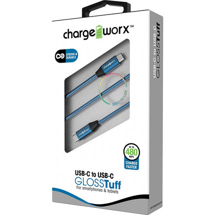 3ft USB-C to USB-C "GLOSSTuff" Cable, Blue