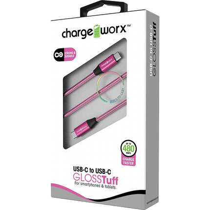3ft USB-C to USB-C "GLOSSTuff" Cable, Rose Gold