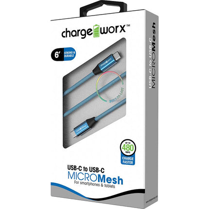 6ft USB-C to USB-C "MICROMesh" Cable, Blue