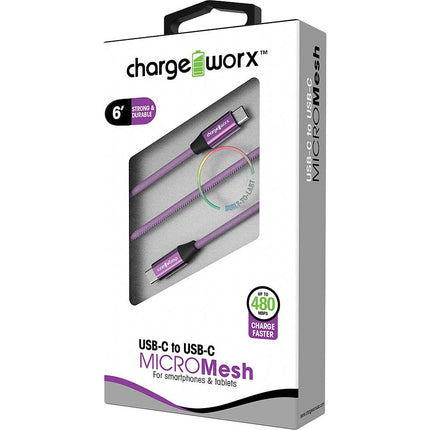 6ft USB-C to USB-C "MICROMesh" Cable, Violet