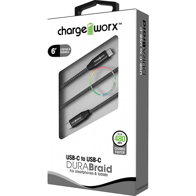 6ft USB-C to USB-C "DURABraid" Cable, Blue