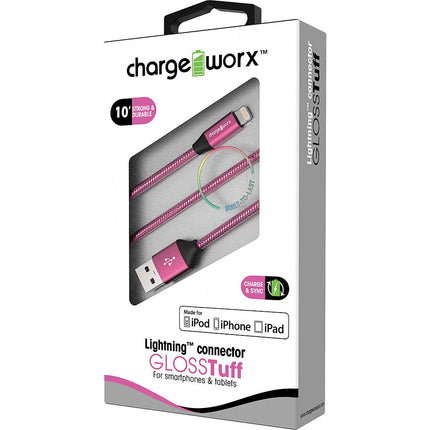"GLOSS" Tuff 10ft Lightning  Sync & Charge Cable, Rose Gold