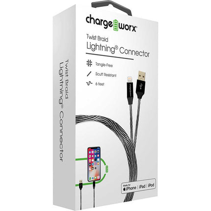 Twist Braid Lightning Connector, Black