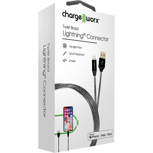 Twist Braid Lightning Connector, Black