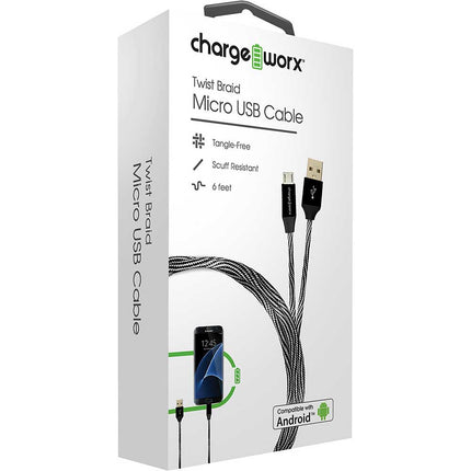 Twist Braid Micro USB Cable, Black