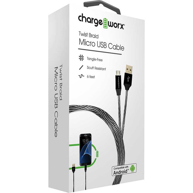 Twist Braid Micro USB Cable, Black