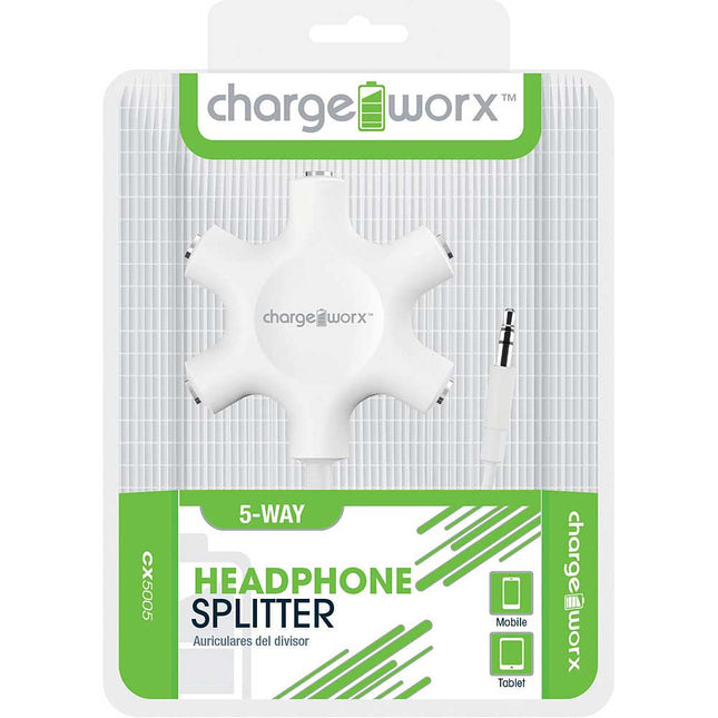 CX5005WH 5-Way Headphone Splitter, White
