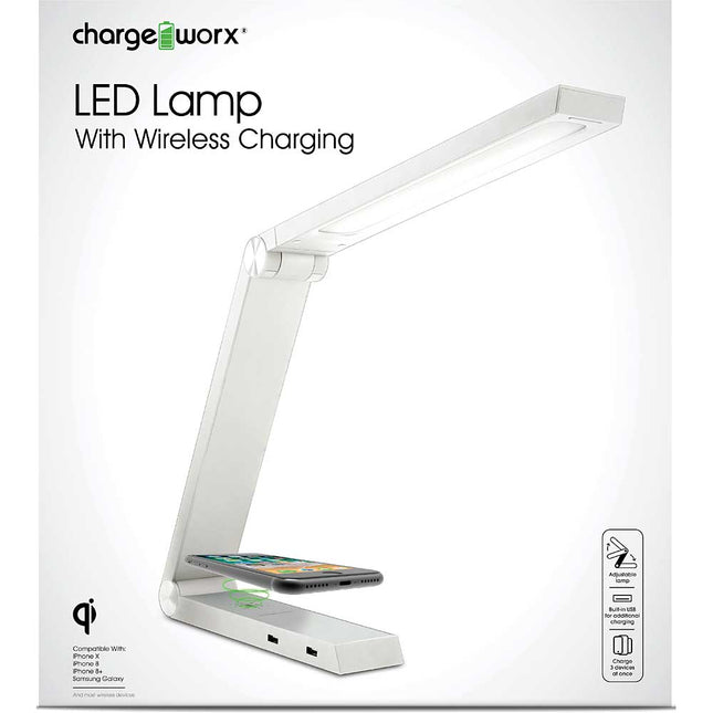 Dual USB Wireless Charger & Lamp, White