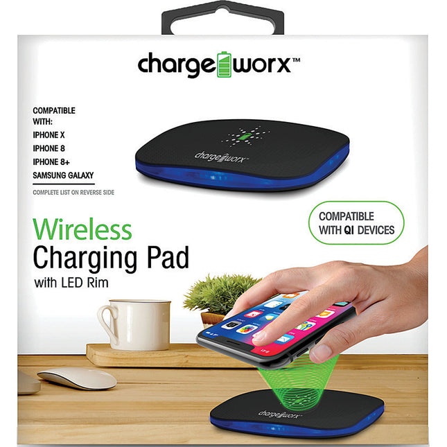 Wireless Charging Pad with LED RIM, Black